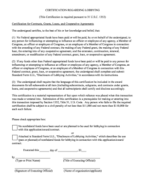 US Federal Lobbying Certification