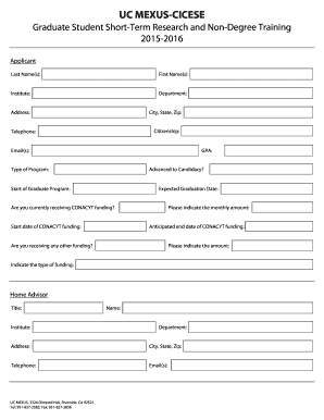UC MEXUS-CICESE Graduate Student Application
