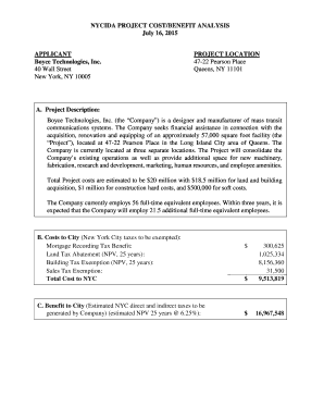 Cost benefit analysis template - Boyce Technologies Inc - NYCEDC - goodjobsny