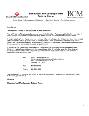 Child Developmental Services Intake Form