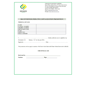 Chai Sacco Dividends Capitalization Form