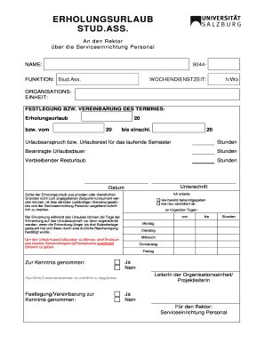 Erholungsurlaub Antragsformular