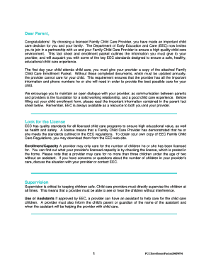 Massachusetts Family Child Care Enrollment Packet