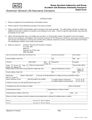 Group Accident and Sickness Indemnity Insurance Claim Form
