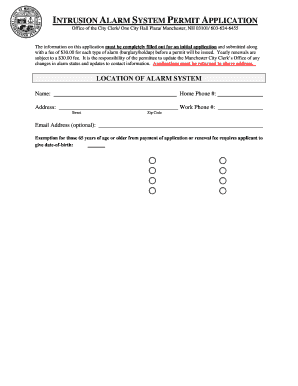 Intrusion Alarm System Permit Application