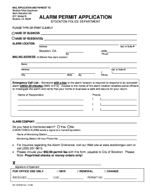 Stockton Alarm Permit Application