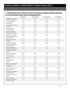 Students as Allies in School Reform Survey