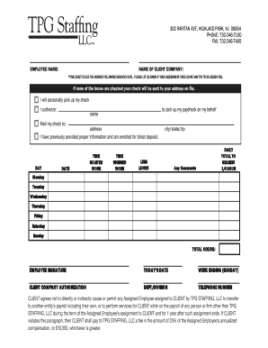 TPG Timesheet Agreement