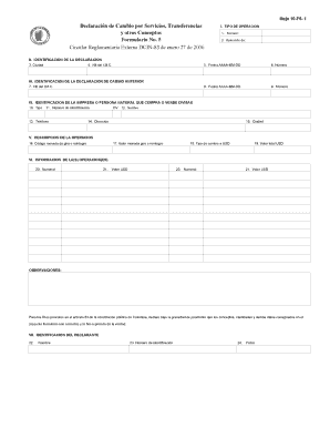 Declaración de Cambio por Servicios, Transferencias