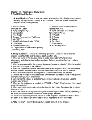 World History Reading and Study Guide