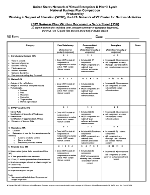 Written Plan Score Sheet 2009 - Janet Belch