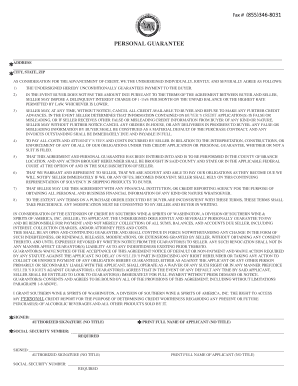 5 guarantee form - Credit Application & Personal Guarantee - Southern Wine & Spirits