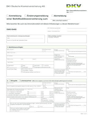Anmeldung Änderungsmeldung Abmeldung einer Beihilfeablöseversicherung