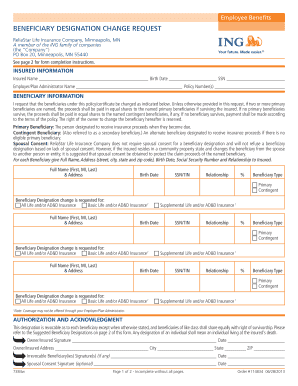 Beneficiary Designation Change Request