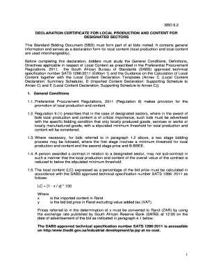 Declaration Certificate for Local Production and Content