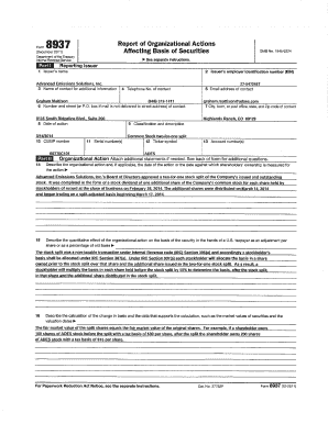 IRS Form 8937 Report of Organizational Actions