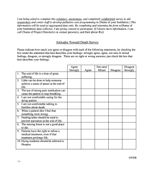 Attitudes Toward Death Survey