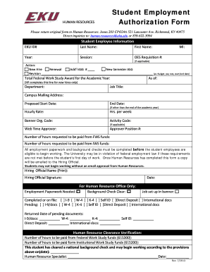 Student Employment Authorization Form