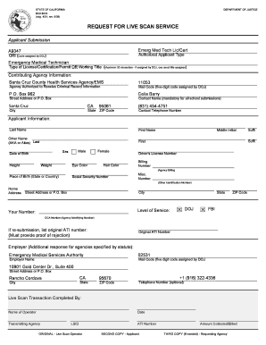 California Live Scan Request Form