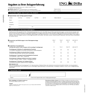 ING-DiBa Investment Experience Form
