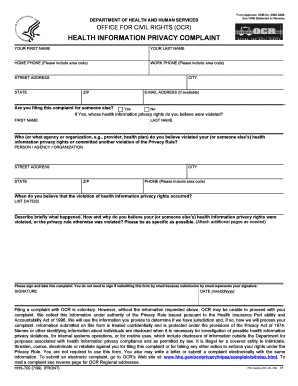 Health Information Privacy Complaint Form