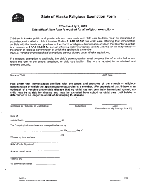 Alaska Religious Exemption Form