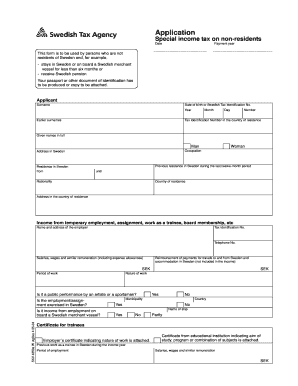 Sweden Special Income Tax Form for Non-Residents
