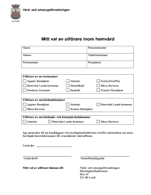 Swedish Home Care Provider Selection Form