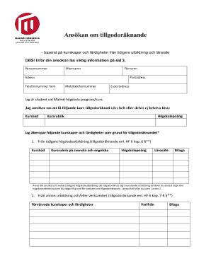 Application for Credit Transfer