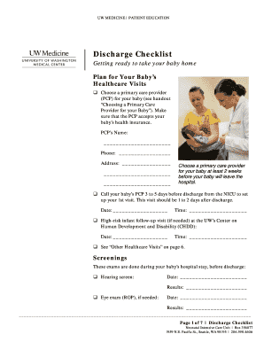 Neonatal Discharge Checklist