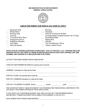 Richmond Police Department Permit Application