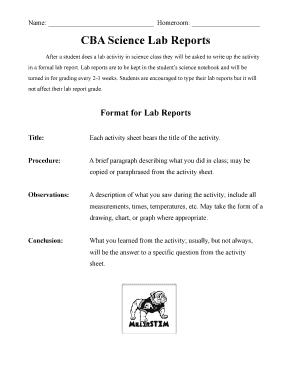 CBA Science Lab Reports