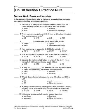 Work and Energy Practice Quiz