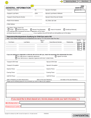 2008 US Federal Tax Return Form
