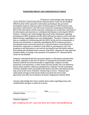 Volunteer Privacy and Confidentiality Policy