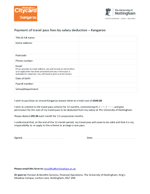 University of Nottingham Travel Pass Application