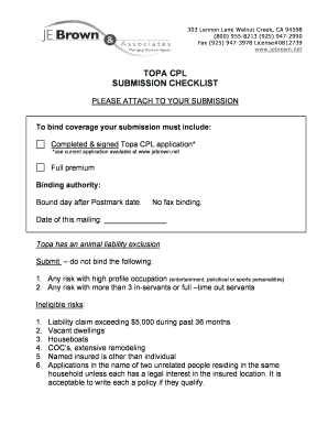Comprehensive Personal Liability Application