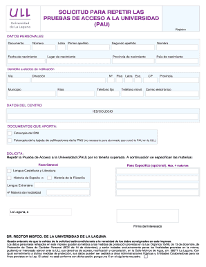 Solicitud para repetir las pruebas de acceso a la universidad (PAU)