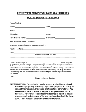 Request for Medication Administration at School