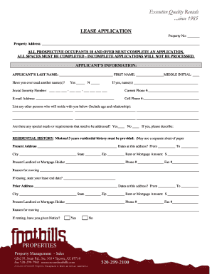 Residential Lease Application Form