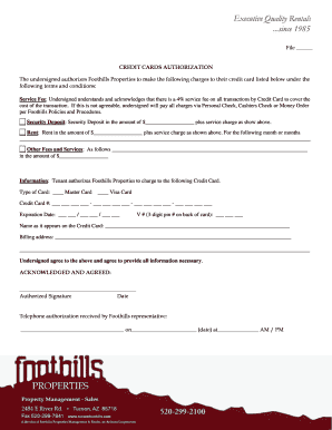 Credit Card Authorization Form