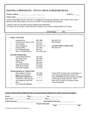 Tenant Move-In Requirements Form