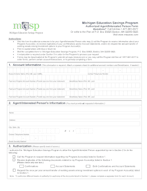 Michigan Education Savings Program Agent Authorization Form