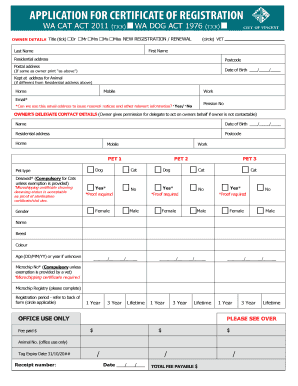 Western Australia Pet Registration Application