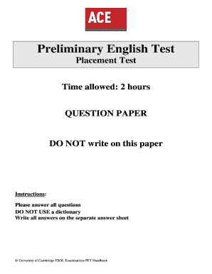 Preliminary English Test Placement Test