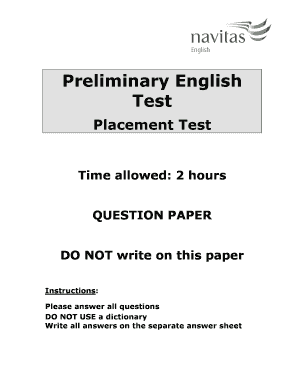 PET Placement Test