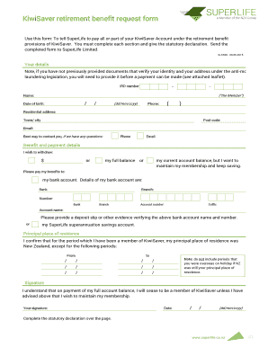 KiwiSaver Retirement Benefit Request Form