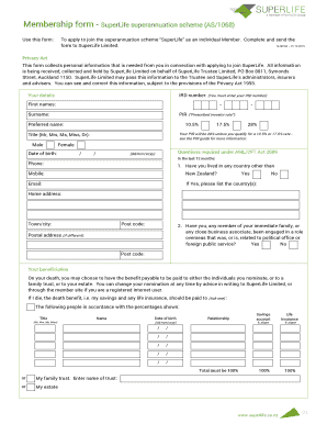 SuperLife Superannuation Scheme Membership Form