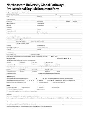 Northeastern University Global Pathways Enrolment Form