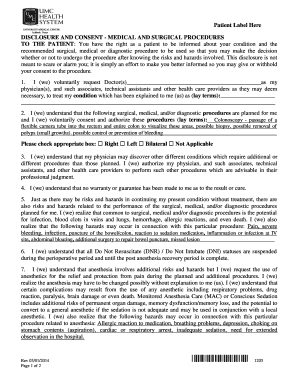 Medical Consent Form for Colonoscopy